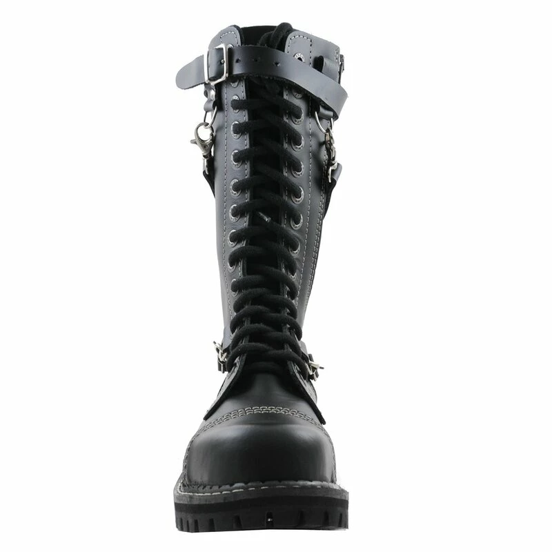 Bottes En Cuir Angry Itch - 14 Trous Sangles Ranger Noir 5 Bottes En Cuir Angry Itch - 14 Trous Sangles Ranger Noir – Image 3
