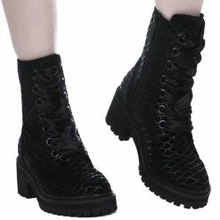 Bottes En Velours Killstar - Bottes De Combat Atlantis