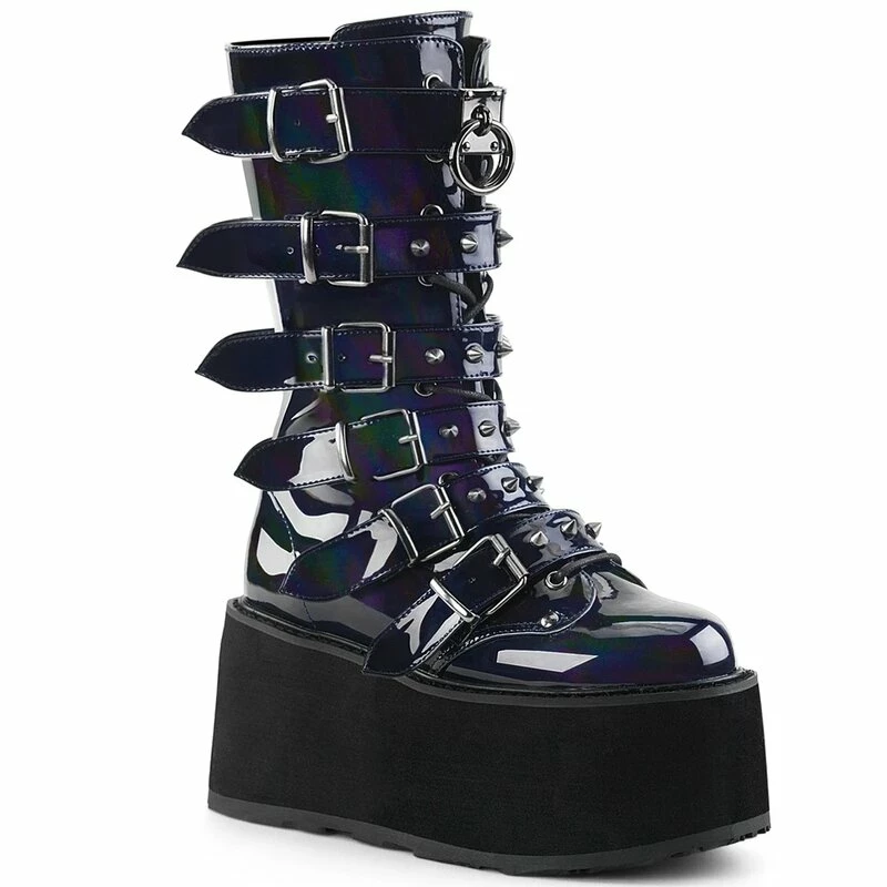 Bottes à Plateforme Demonia - Damned-225 Black Holo 3 Bottes à Plateforme Demonia - Damned-225 Black Holo