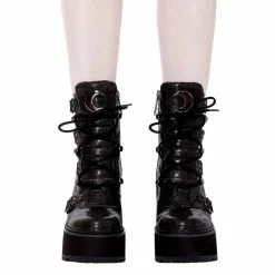 Bottes à Plateforme Killstar - Broom Rider Platform Glitter Noir -Hoodies & Sweatshirts Soldes bottes r plateforme killstar broom rider platform glitter noir3