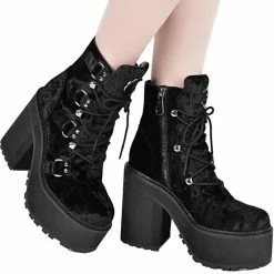 Bottes à Plateforme Killstar - Broom Rider Velvet Platform Boots
