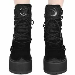 Bottes à Plateforme Killstar - Broom Rider Velvet Platform Boots -Hoodies & Sweatshirts Soldes bottes r plateforme killstar broom rider velvet platform boots4
