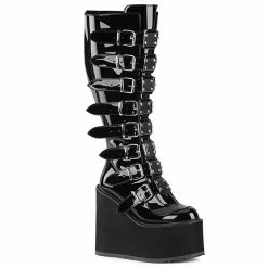Demonia Bottes à Plateforme - Swing-815 Patent Wide Calf