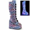 Demonia Bottes à Plateforme - Swing-815 Purple-Blue Reflective