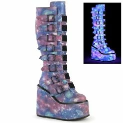 Demonia Bottes à Plateforme - Swing-815 Purple-Blue Reflective