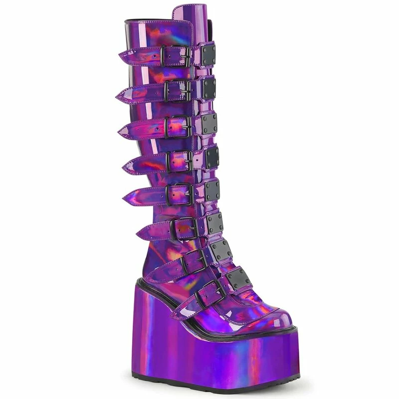 Demonia Bottes à Plateforme - Swing-815 Purple Holo 3 Demonia Bottes à Plateforme - Swing-815 Purple Holo