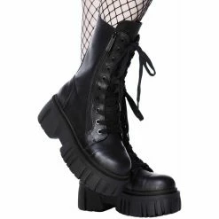 Killstar Combat Boots - Kick The Bucket Noir