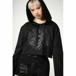 KILLSTAR Crop Hoodie - Lost It -Hoodies & Sweatshirts Soldes killstar crop hoodie lost it 23