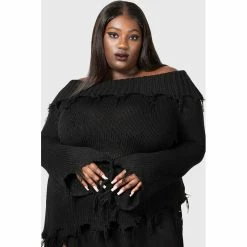 KILLSTAR Pull Tricoté - Aelfwine -Hoodies & Sweatshirts Soldes killstar pull tricote aelfwine 16