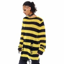 Killstar Pull Tricoté - Busy Bee -Hoodies & Sweatshirts Soldes killstar pull tricote busy bee3