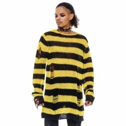 Killstar Pull Tricoté - Busy Bee -Hoodies & Sweatshirts Soldes killstar pull tricote busy bee4