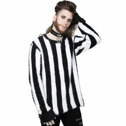 Killstar Pull Tricoté - Stripe Me Down -Hoodies & Sweatshirts Soldes killstar pull tricote stripe me down4