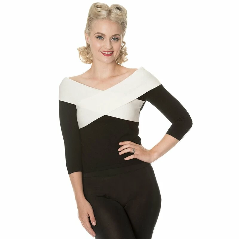 Pull En Tricot Dancing Days - Enveloppé D'amour Noir Et Blanc 4 Pull En Tricot Dancing Days - Enveloppé D'amour Noir Et Blanc – Image 2