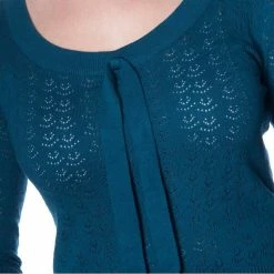 Pull Vintage Dancing Days - Pointelle Turquoise Années 50 -Hoodies & Sweatshirts Soldes pull vintage dancing days pointelle turquoise annees 504